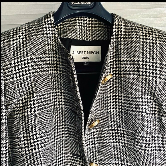 Vintage Albert Nipon 3 Pc Set Tailor Blazer Skirt Matching Shawl Houndstooth - Picture 5 of 12